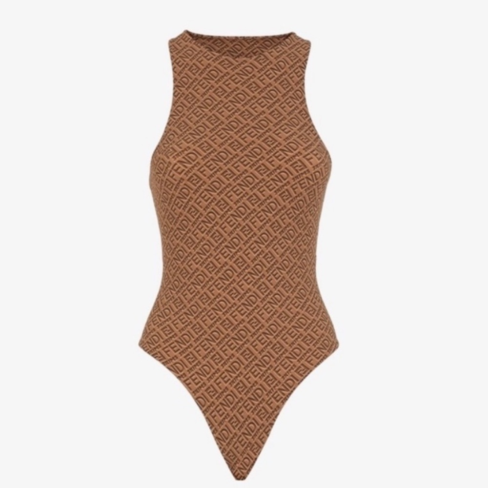 FENDI x SKIMS brown high neck sleeveless bodysuit